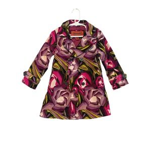 Missoni for Target Girls Floral Trench Coat Purple Pink Abstract Jacket 2T-3T